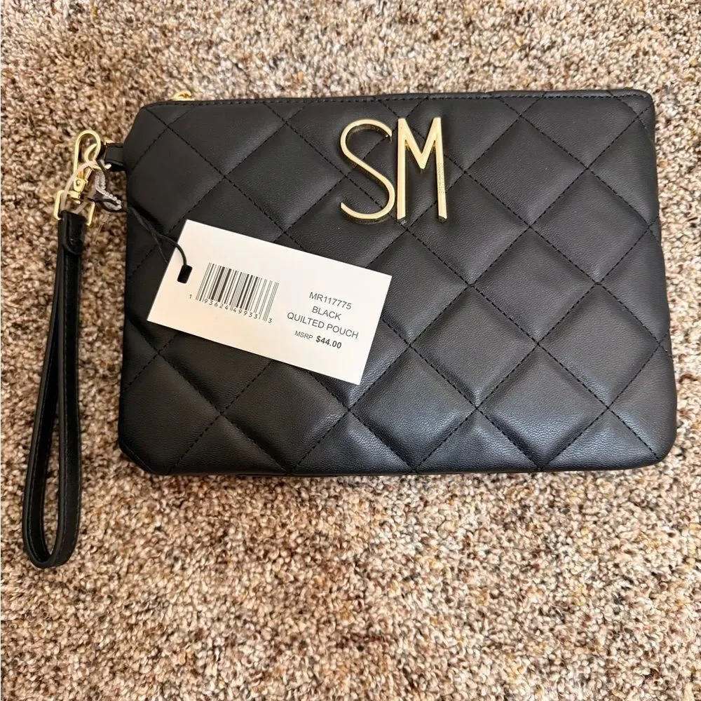 Steve Madden Large Black Quilted Pouch